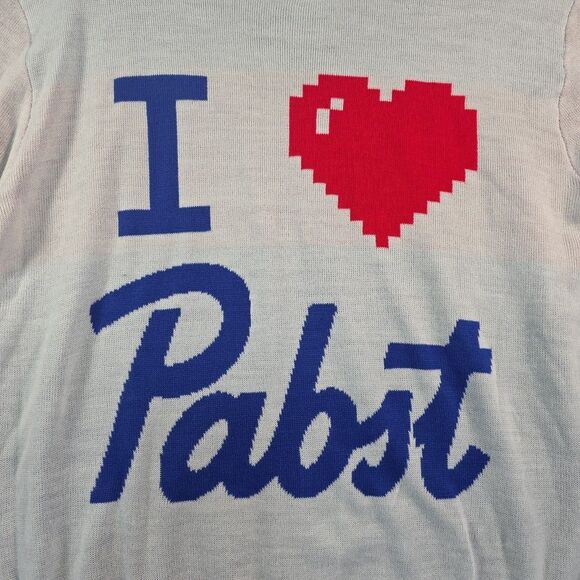 Pabst Blue Ribbon Beer Sweater Pullover Men's Oversized Medium I Love Pabst Xmas - Picture 4 of 10